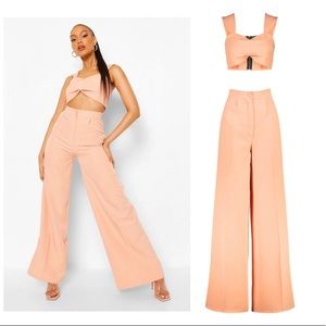 ✨NWT Boohoo 2 pc wide leg pants outfit